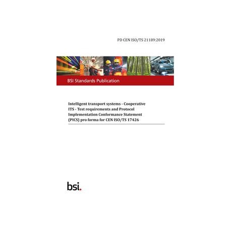 BS PD CEN ISO/TS 21189:2019